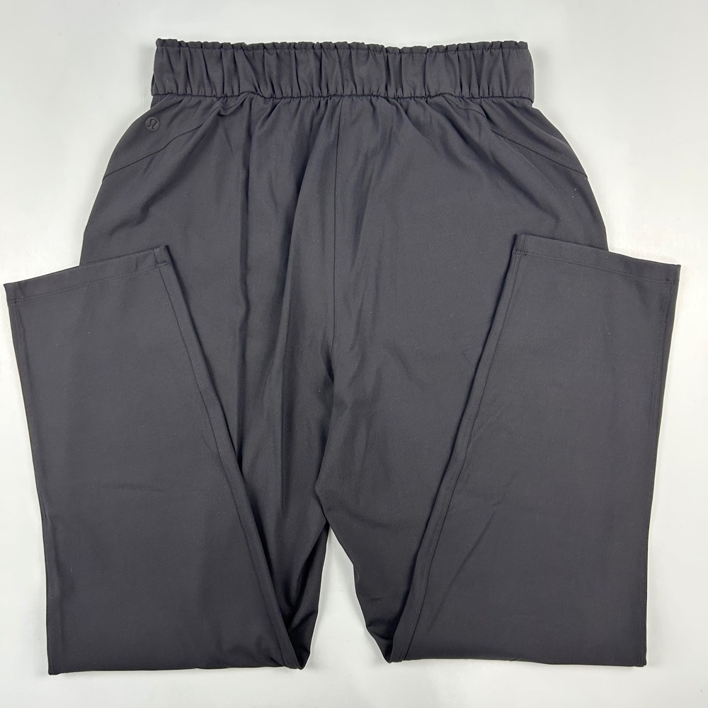Lululemon Stretch High-Rise Pant Black Straight Leg Drawstring Trousers 7/8 Sz 8 - Picture 6 of 9